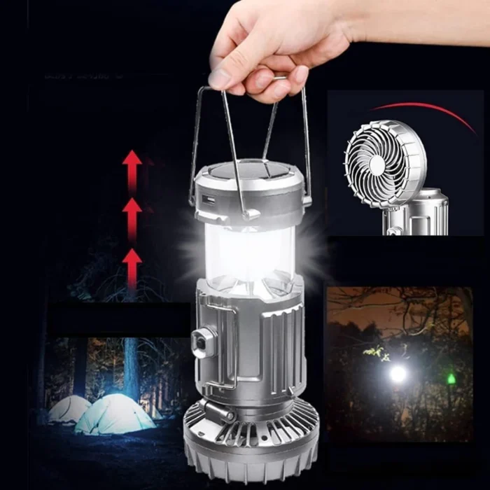 Lanterne de Camping Portable Solaire LED avec Ventilateur de Refroidissement – Image 7