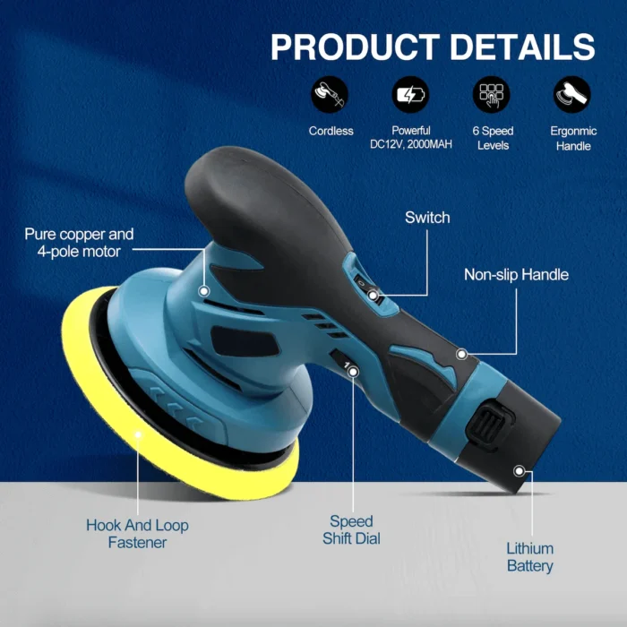 Polisseuse de voiture sans fil avec 2 batteries – Image 9