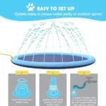 Tapis Splash Antidérapant avec Arroseur pour Enfants et Chiens – Piscine pour Chien et Pataugeoire – Image 7